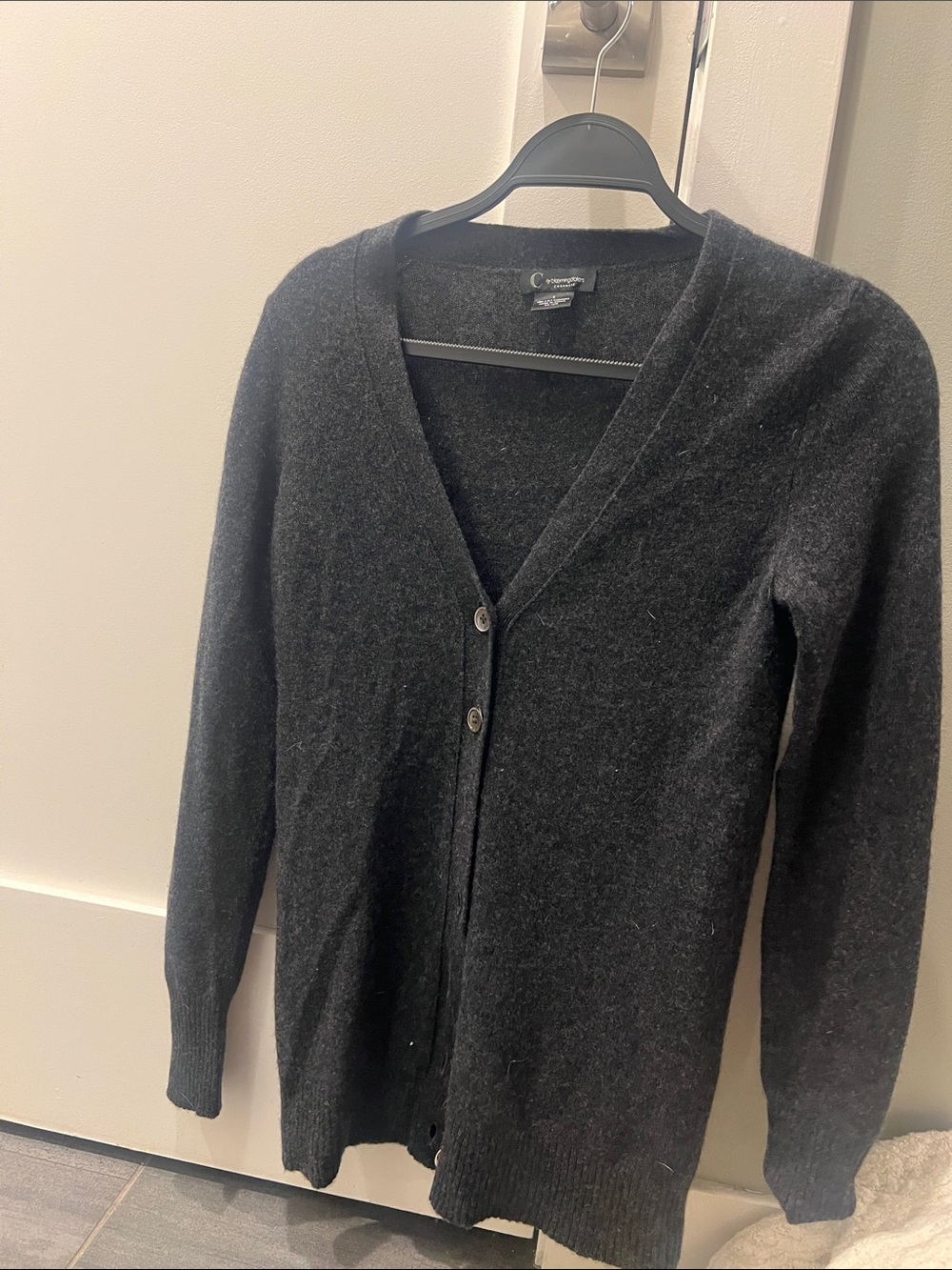 Cashmere Women's Black V-Neck Button Cardigan Sweater